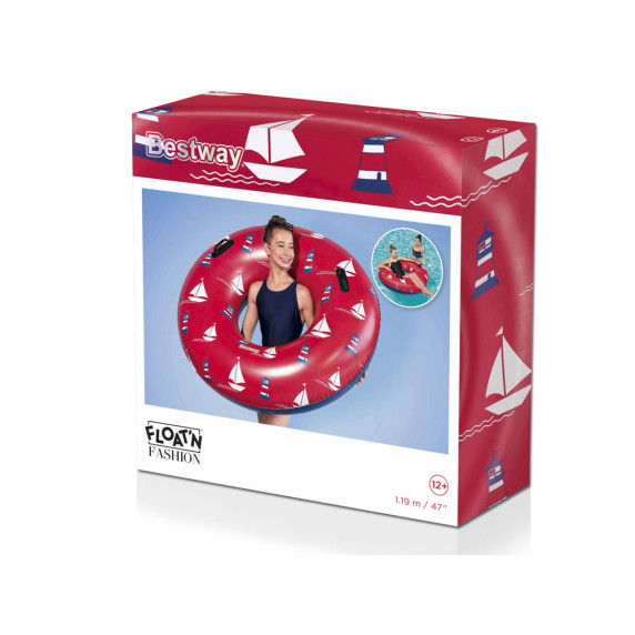 Colac gonflabil - 119 cm Bestway 36353 - roșu/barcă cu pânză