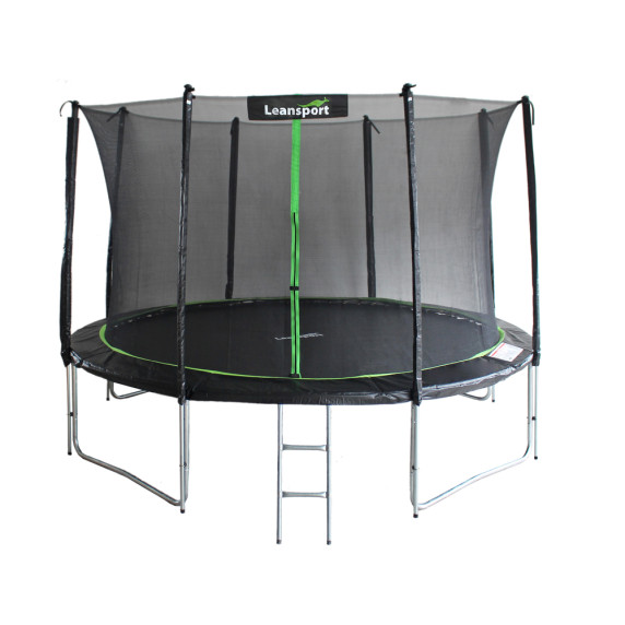 Trambulină 366 cm cu plasă de siguranță interioară - LEAN SPORT PRO 12 ft - negru/verde