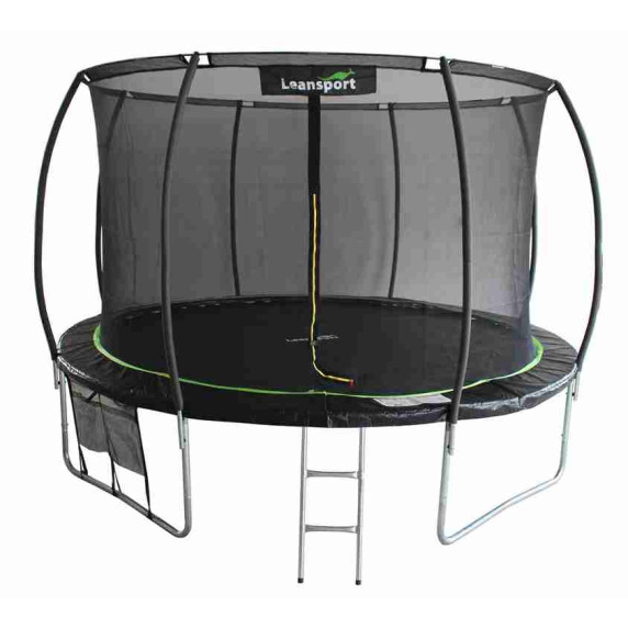 Trambulin belső védőhálóval 430 cm LEAN SPORT MAX 14 ft - Fekete/zöld