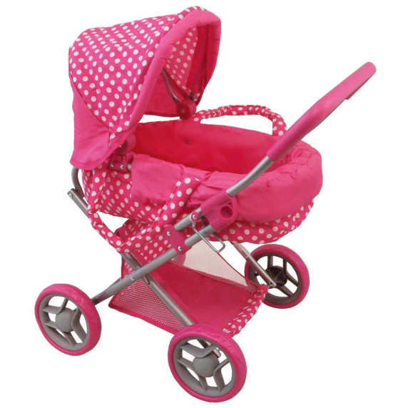 Hlboký kočík pre bábiky BABY MIX - bodkovaný ružový