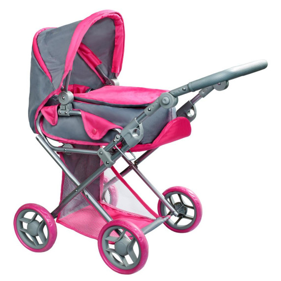 Cărucior de jucărie 2în 1 - Baby Mix Elsa - gri-roz