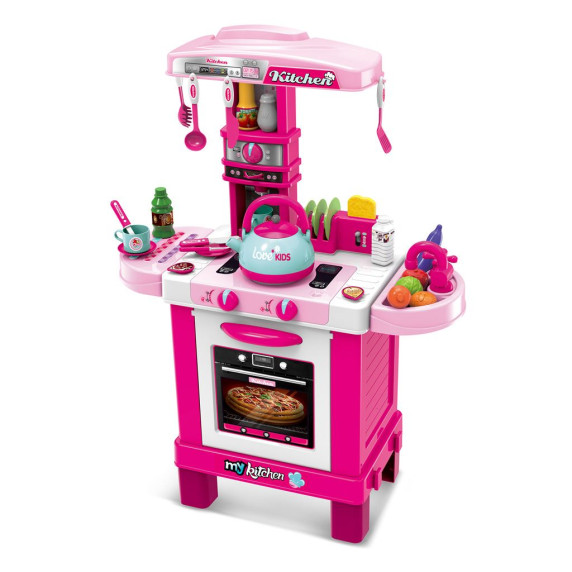 Játékkonyha teáskannával és kiegészítőkkel BABY MIX My Kitchen - Rózsaszín