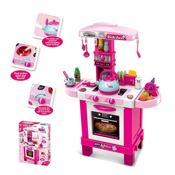 Játékkonyha teáskannával és kiegészítőkkel BABY MIX My Kitchen - Rózsaszín