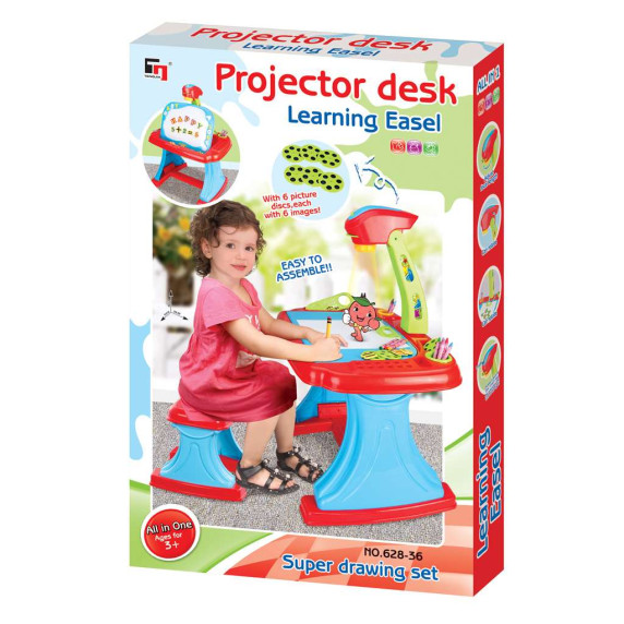 Masă cu proiector și scaun pentru copii - Baby Mix + accesorii 93 buc - albastru