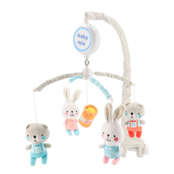 Kolotoč nad postieľku s melódiami BABY MIX - medvedíky a králiky