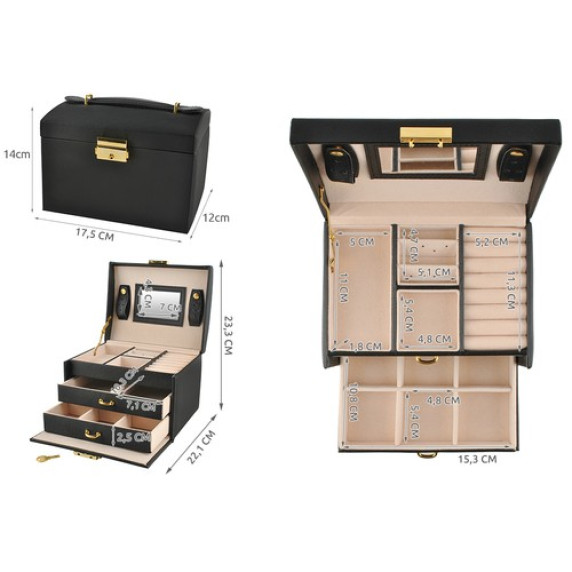 Ékszerdoboz fogantyúval Beautylushh 06348 - Fekete