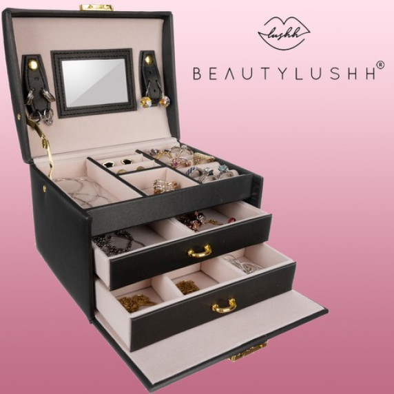 Ékszerdoboz fogantyúval Beautylushh 06348 - Fekete