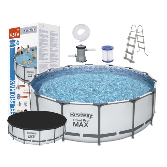 Bazén s konštrukciou 457 x 122 cm BESTWAY 56438 Steel Pro Max + kartušová filtrácia a schodíky