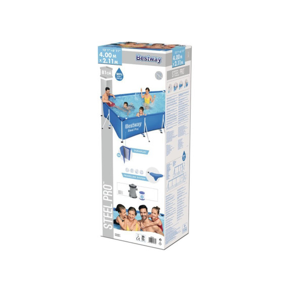 Medence papírszűrős vízforgatóval 400x211x81 cm BESTWAY 56424 Steel Pro