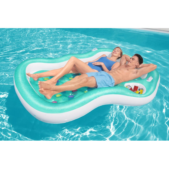 Saltea dublă gonflabilă cu suport băutură - 216 x 178 cm - Bestway 43045