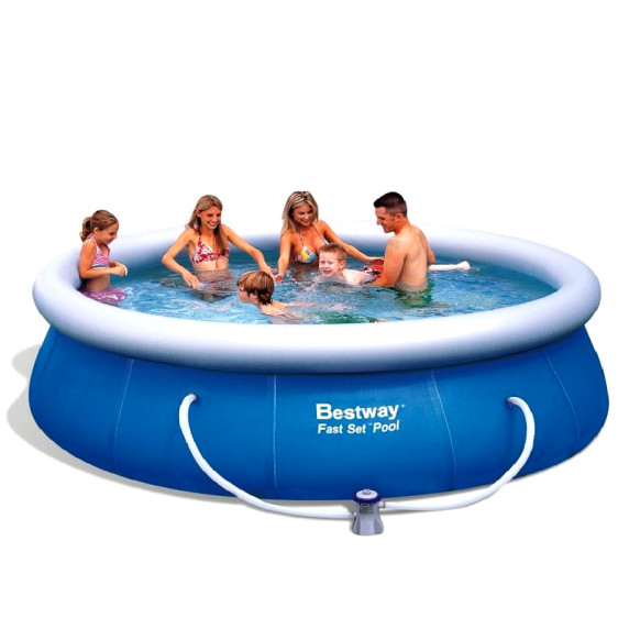 BESTWAY Fast Set samonosný rodinný bazén s kartušovou filtráciou 457 x 91 cm 57124