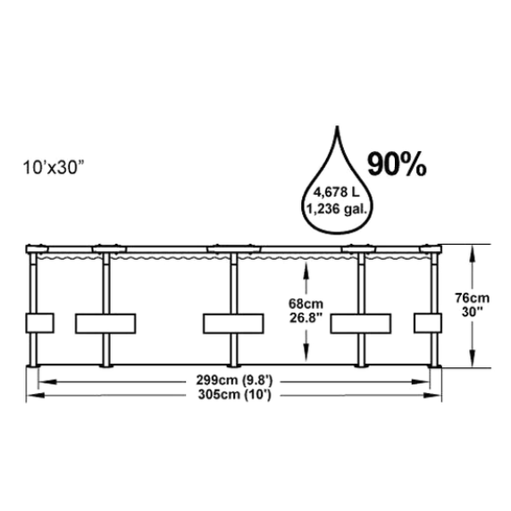 Medence papírszűrős vízforgatóval 305x76 cm BESTWAY 56408 Steel Pro - szürke