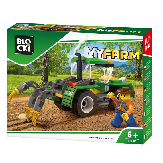 Építőjáték BLOCKI MyFarm Tractor eke 85 darabos