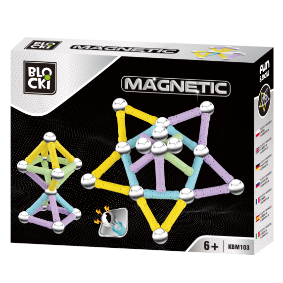 Mágneses építőjáték BLOCKI Magnetic 38 darabos