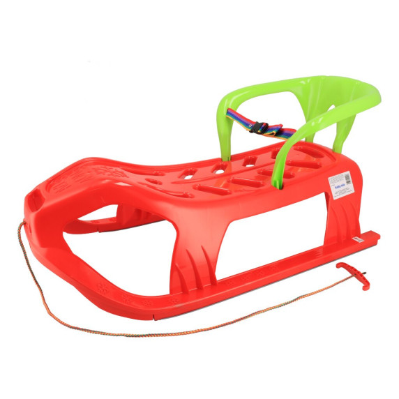 Műanyag szánkó háttámlával Baby Mix SNOW STAR - Piros