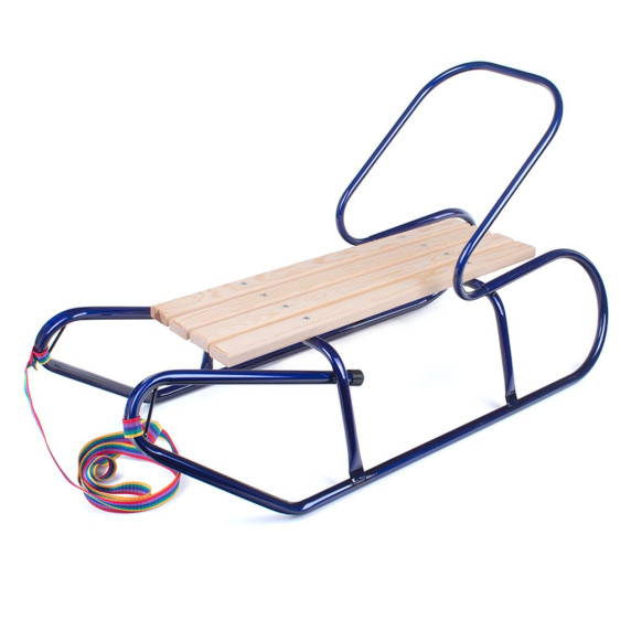 Detské kovové sánky s operadlom 87 cm BAYO - modré