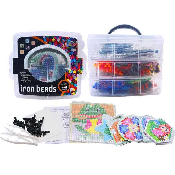 Mărgele care se pot călca - 6000 buc + accesorii - Inlea4Fun IRON BEADS 