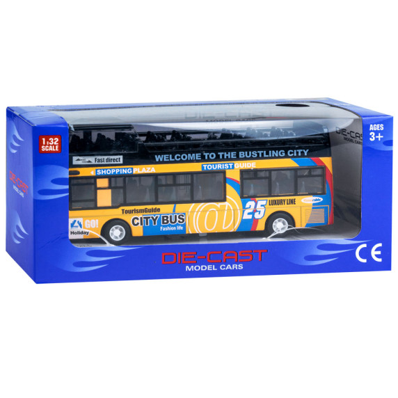 Játék autóbusz Inlea4Fun DIE CAST - Sárga