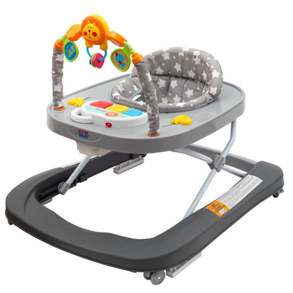 Bébikomp szilikon kerekekkel New Baby Forest Kingdom - Szürke