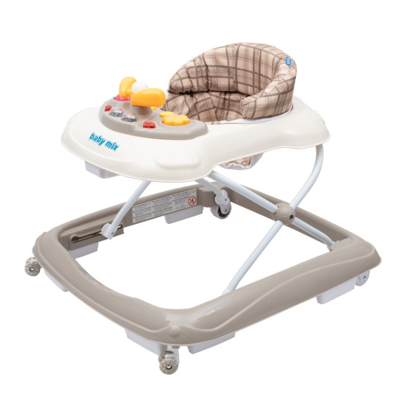 Detské chodítko s volantom a silikónovými kolieskami Baby Mix - béžové