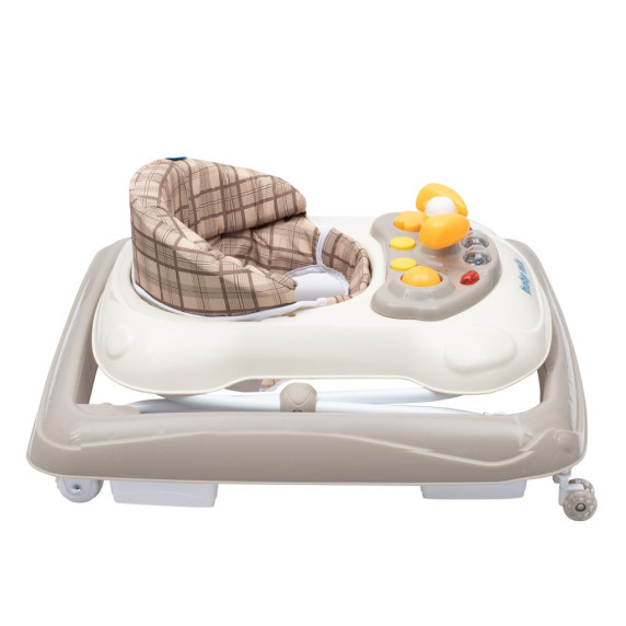 Detské chodítko s volantom a silikónovými kolieskami Baby Mix - béžové