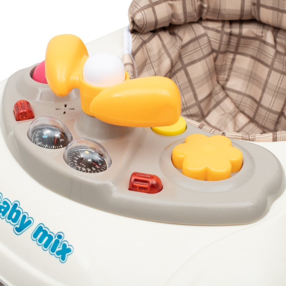 Detské chodítko s volantom a silikónovými kolieskami Baby Mix - béžové