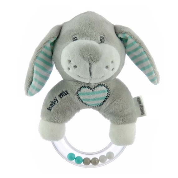 Jucărie pluș bebe - cățeluș - Baby Mix - gri/mentă