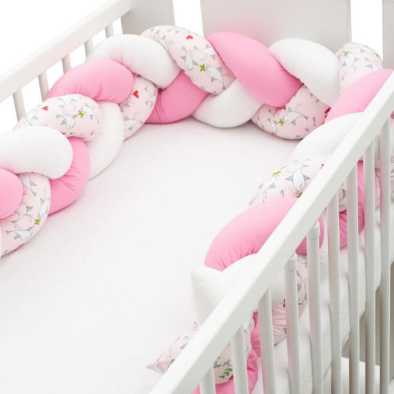Fonott rácsvédő kiságyba New Baby - rózsaszín madaras