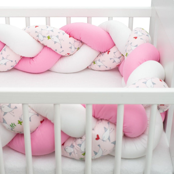 Fonott rácsvédő kiságyba New Baby - rózsaszín madaras
