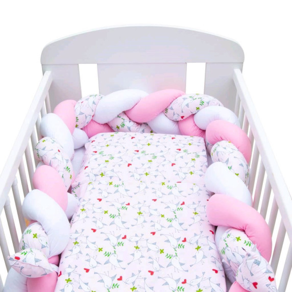 Fonott rácsvédő kiságyba New Baby - rózsaszín madaras