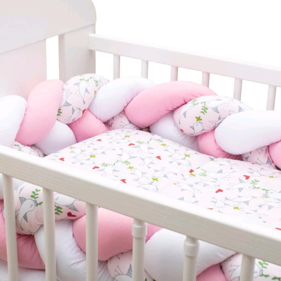 Fonott rácsvédő kiságyba New Baby - rózsaszín madaras