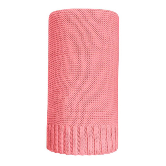 Pătură tricotată din bambus și bumbac - 100x80 cm - NEW BABY - coral
