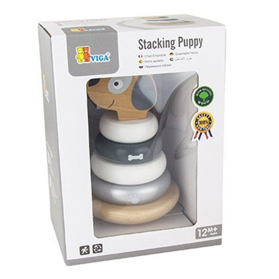 Piramidă cățel din lemn -  VIGA Stacking Puppy
