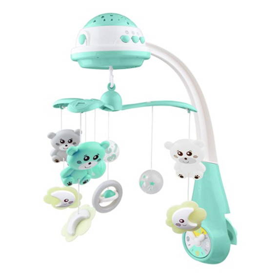 Zenélő körforgó kivetítővel BABY MIX Macis - Menta