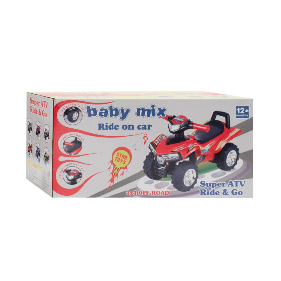 Detské odrážadlo so zvukom Štvorkolka Baby Mix - sivé