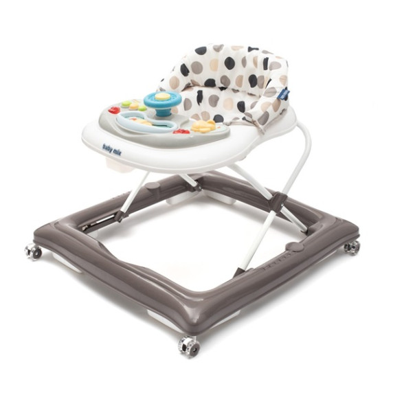 Bébikomp kormánykerékkel Baby Mix - szürke/pöttyös