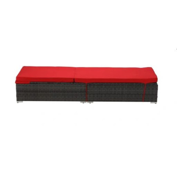 Záhradné ratanové lehátko GARDEN LINE Relax 198 x 65 x 30,5 cm - červené