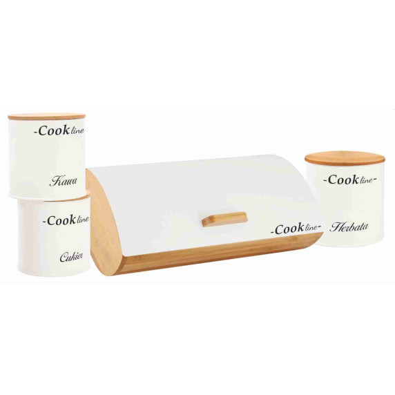 Kenyértartó + tea/kávé/cukor tárolódoboz Cook Line AGLIO - Fehér