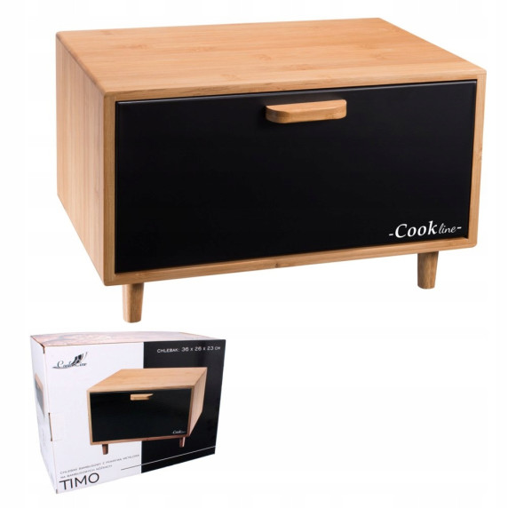Cutie pentru pâine din bambus - negru - Cook Line TIMO