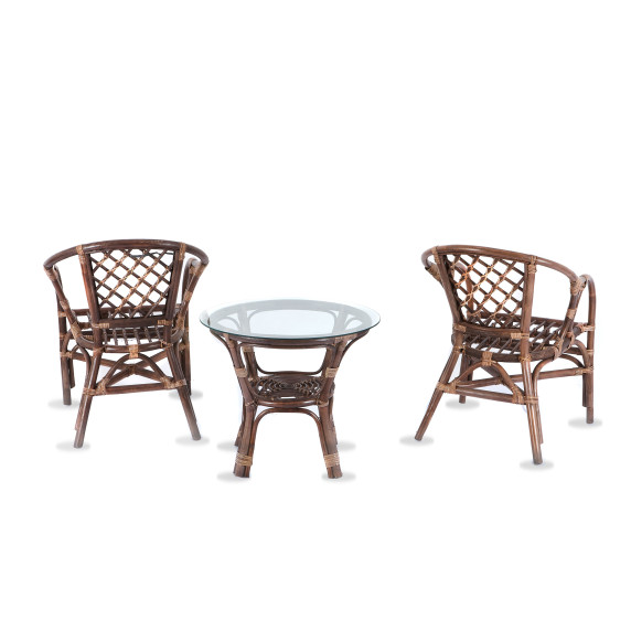 Rattan kertibútor szett Aga SITA - Choco White