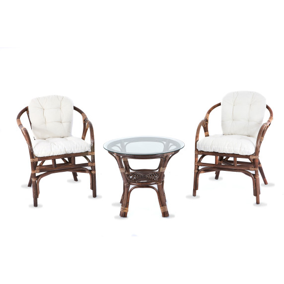 Rattan kertibútor szett Aga SITA - Choco White