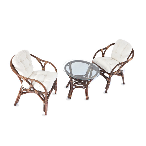 Rattan kertibútor szett Aga SITA - Choco White