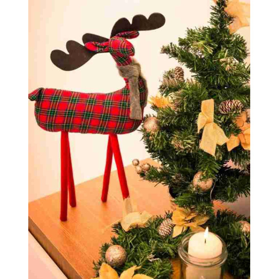 Ren Crăciun - 46 cm - Inlea4Fun - carouri