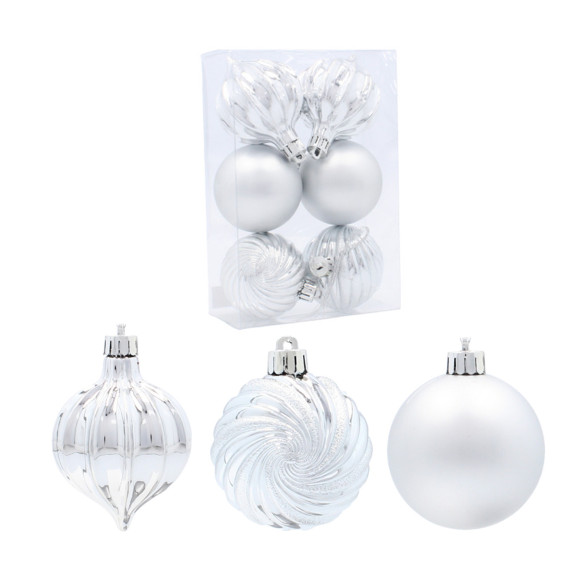 Set globuri Crăciun - 6 buc, 6 cm Inlea4Fun - argintiu