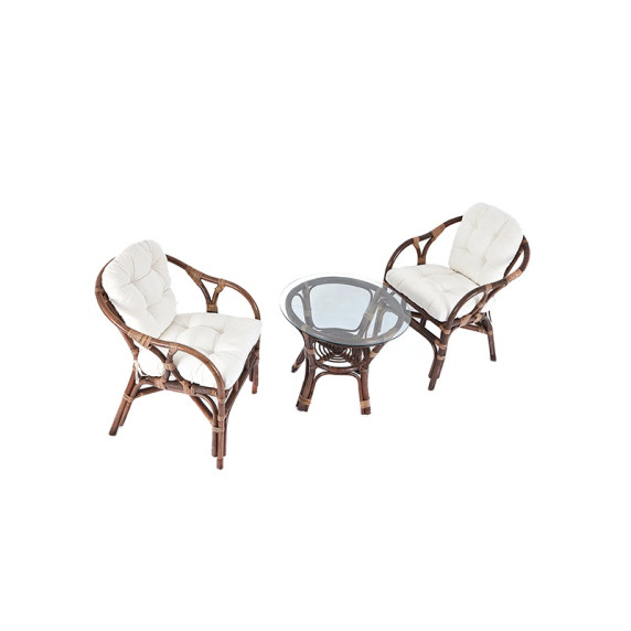 Rattan kertibútor szett Aga SITA - Choco White