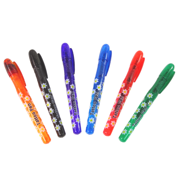 Tatuaj cu sclipici, pixuri gel cu sclipici și șablon - Inlea4Fun TATTOO GEL PENS