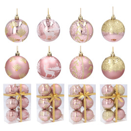 Karácsonyfa dísz szett 6 darab 7 cm - rózsaszín - 