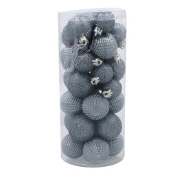 Karácsonyfa dísz szett 31 darab 3-4,5 cm - grafitszürke - 