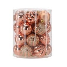 Set globuri Crăciun - 26 bucăți, 6 cm - rose gold - 