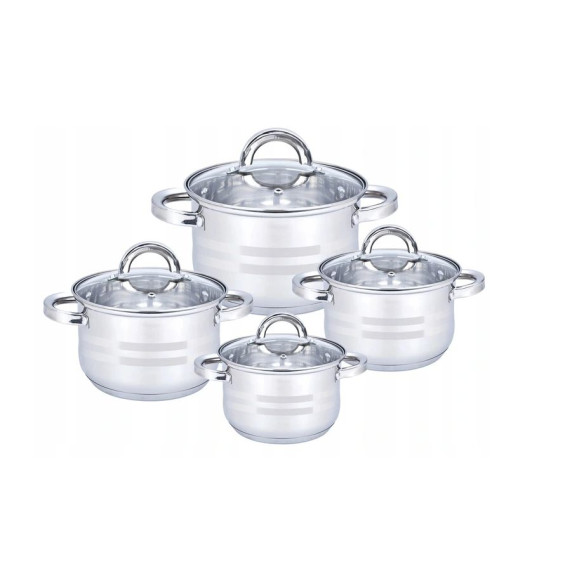 Set de oale inox cu capac, 8 piese